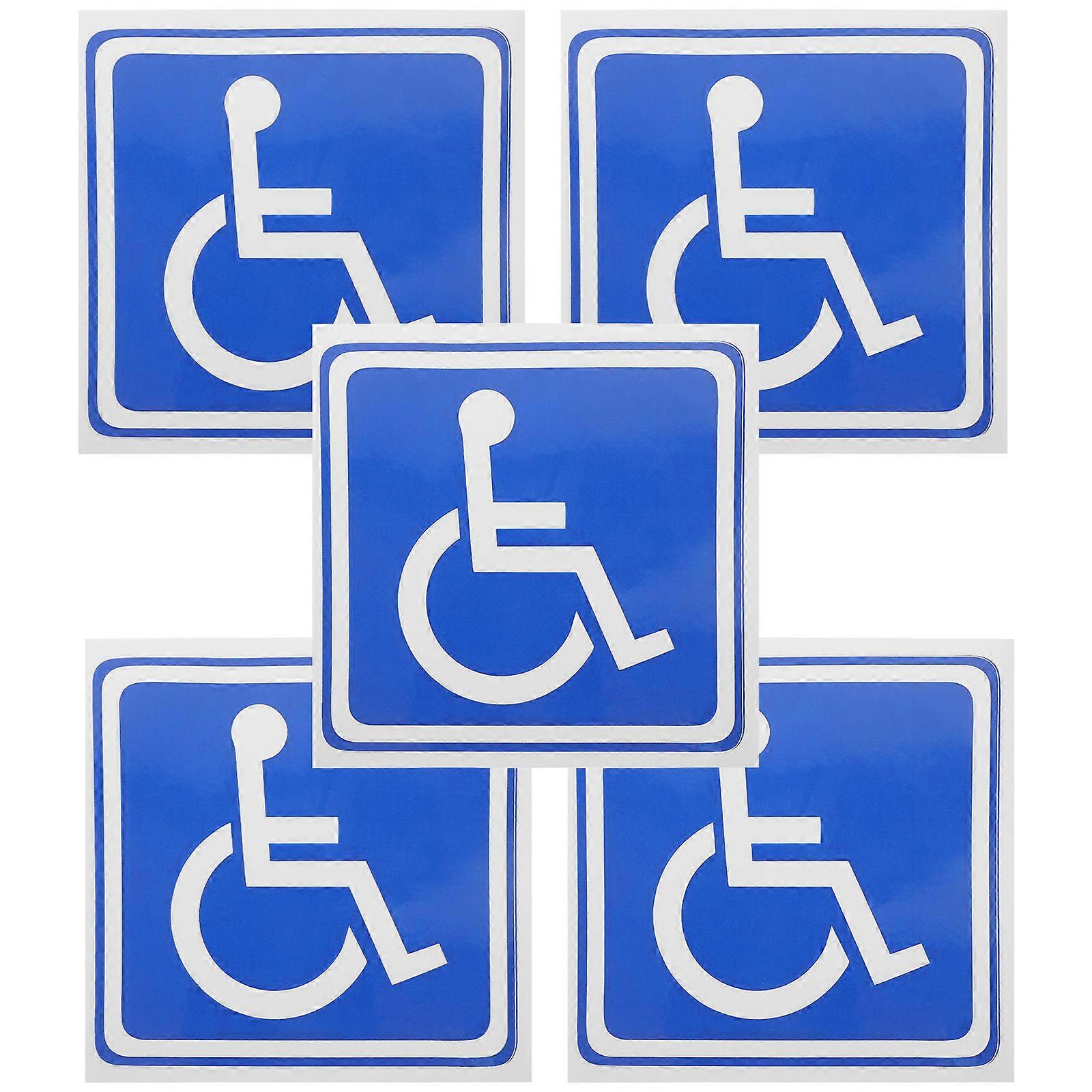 Adhesive Wheelchair Stickers 5PCS Durable Weather Resistant Square Decals for Car Windows Accessibility Support Symbol Design