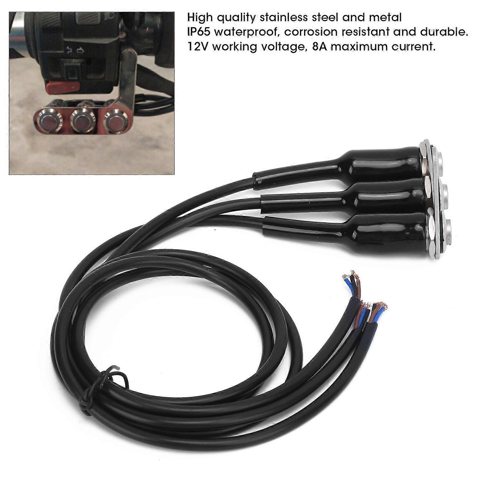 Motorcycle Handlebar Switch LED ON OFF Button IP65 Waterproof for Headlight Horn Turn Signal
