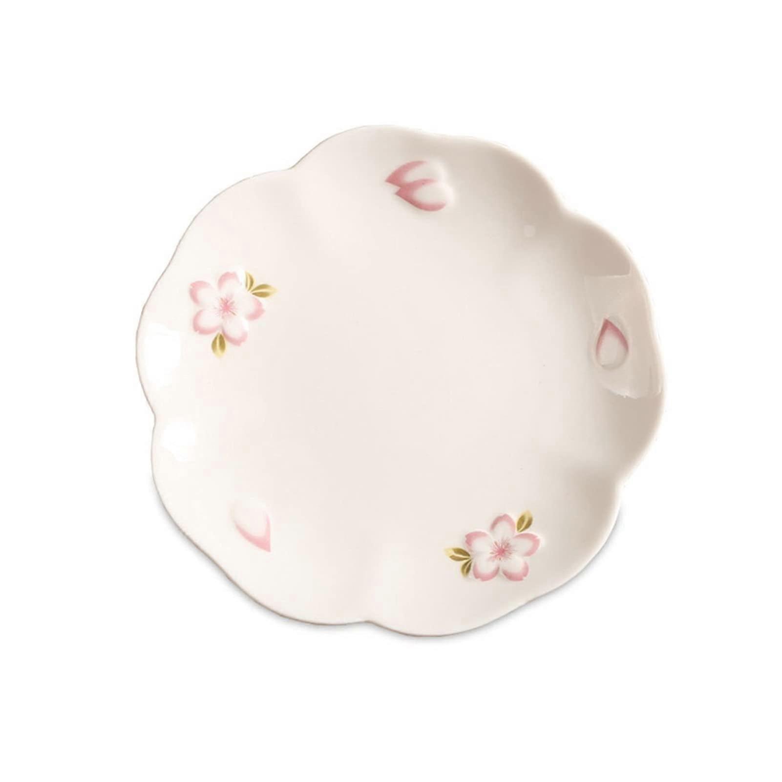 Japanese Cherry Blossom Pink Ceramic Dinner Plate for Restaurant Kitchen