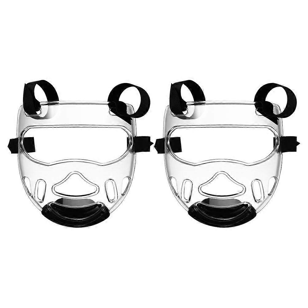 2 יחידות מסכת טאקוונדו: מגן פנים אגרוף - מגן פנים שקוף ניתן להסרה אומנות לחימה כיסוי ראש ספורט קרב ציוד מגן לאיגרוף טאקוונדו