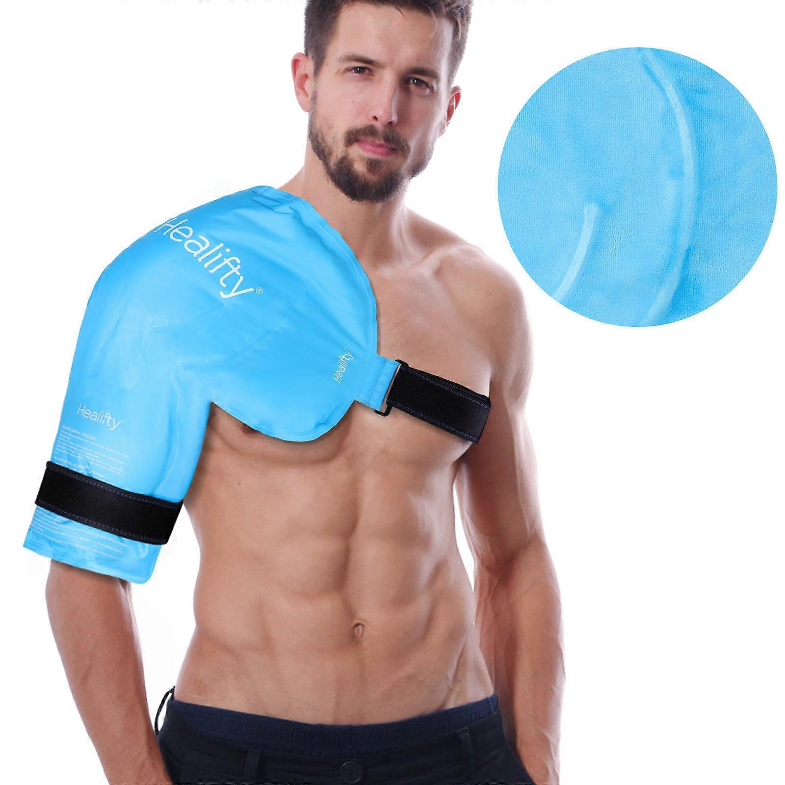 Shoulder Ice Cuff Healifty Cold Therapy Compression Ice Pack For Injuries Reusable Blue Elastic Strap 1Set