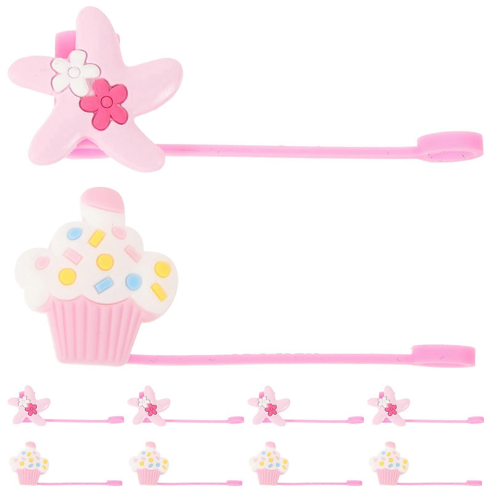 Valentine’s Day Straw Cover Reusable Drinking Straw Covers Protective Cover Gatherings Pink 10Pcs