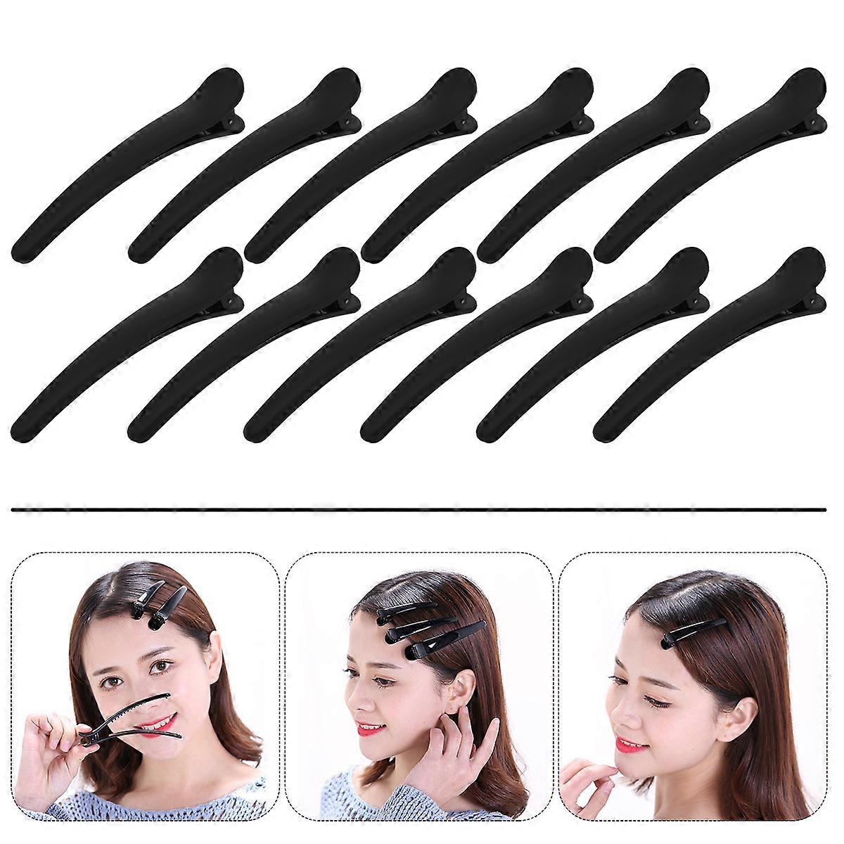 Bangs Clip Hair Styling Clips Everyday Use Black 12Pcs