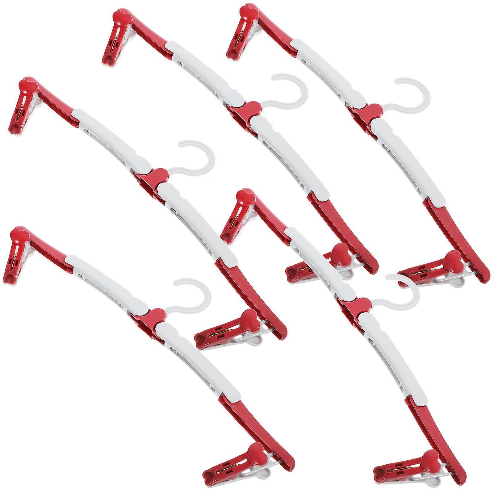 Clothes Hangers Space Saving Flat When Not In Use 38.50X15.50X1.70CM Red Collapsible 5Pcs