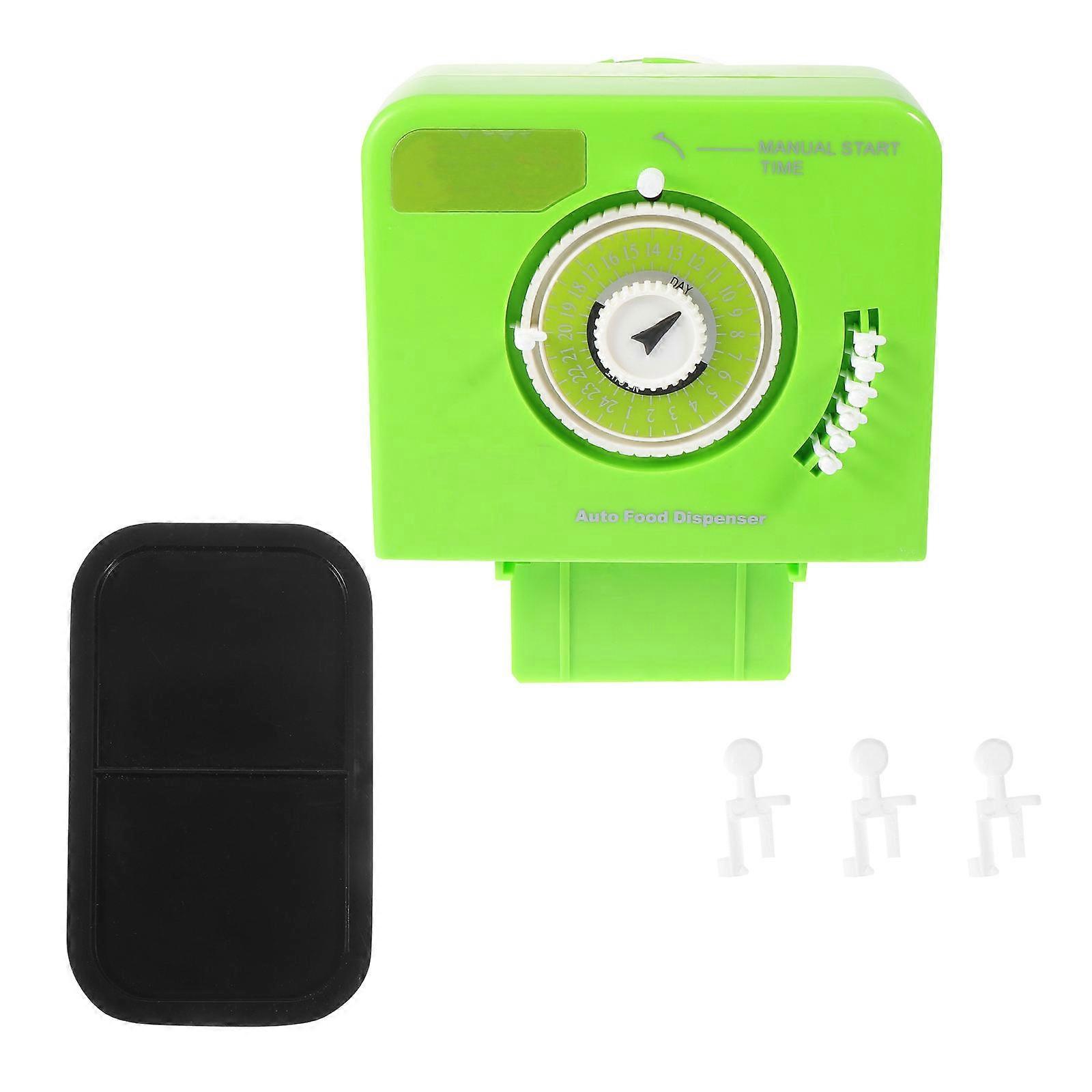 Automatic Fish Feeder in Green Color for Goldfish and Turtle Made of Plastic Easy to Clean and