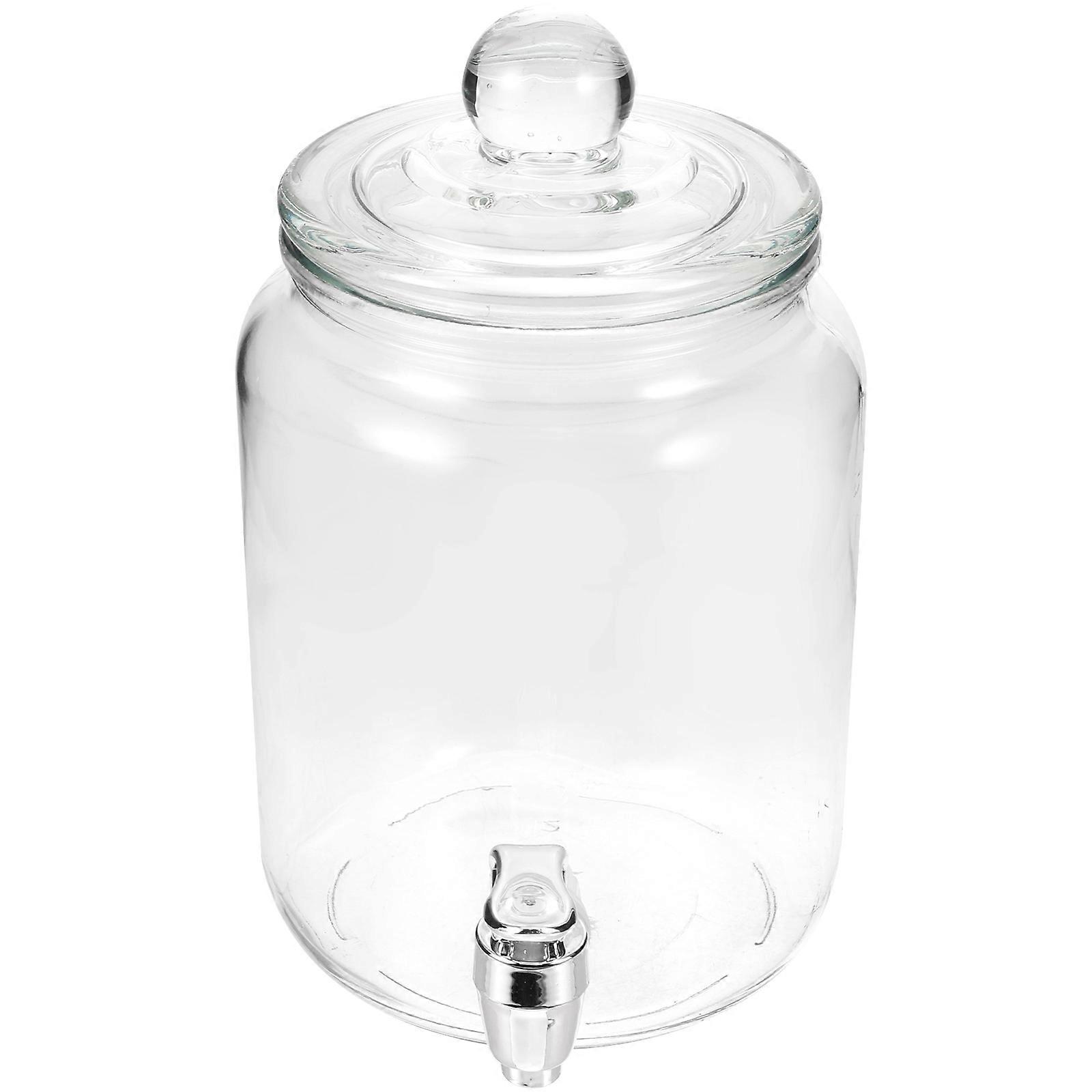 Glass Beverage Dispenser with ABS Tap Sealed Drink Jar for Cold Brew, Homemade Wine and Drinks, Thick Transparent Container, Drip Resistant and