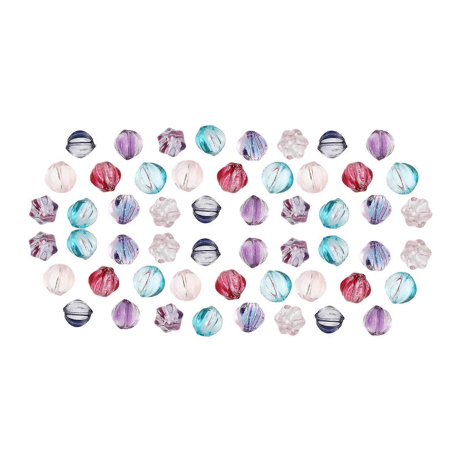 Pumpkin Shaped Beads Glass Loose Beads Accessories Crafting Multi-Colored 1.5X1.5X1.5Cm 50Pcs