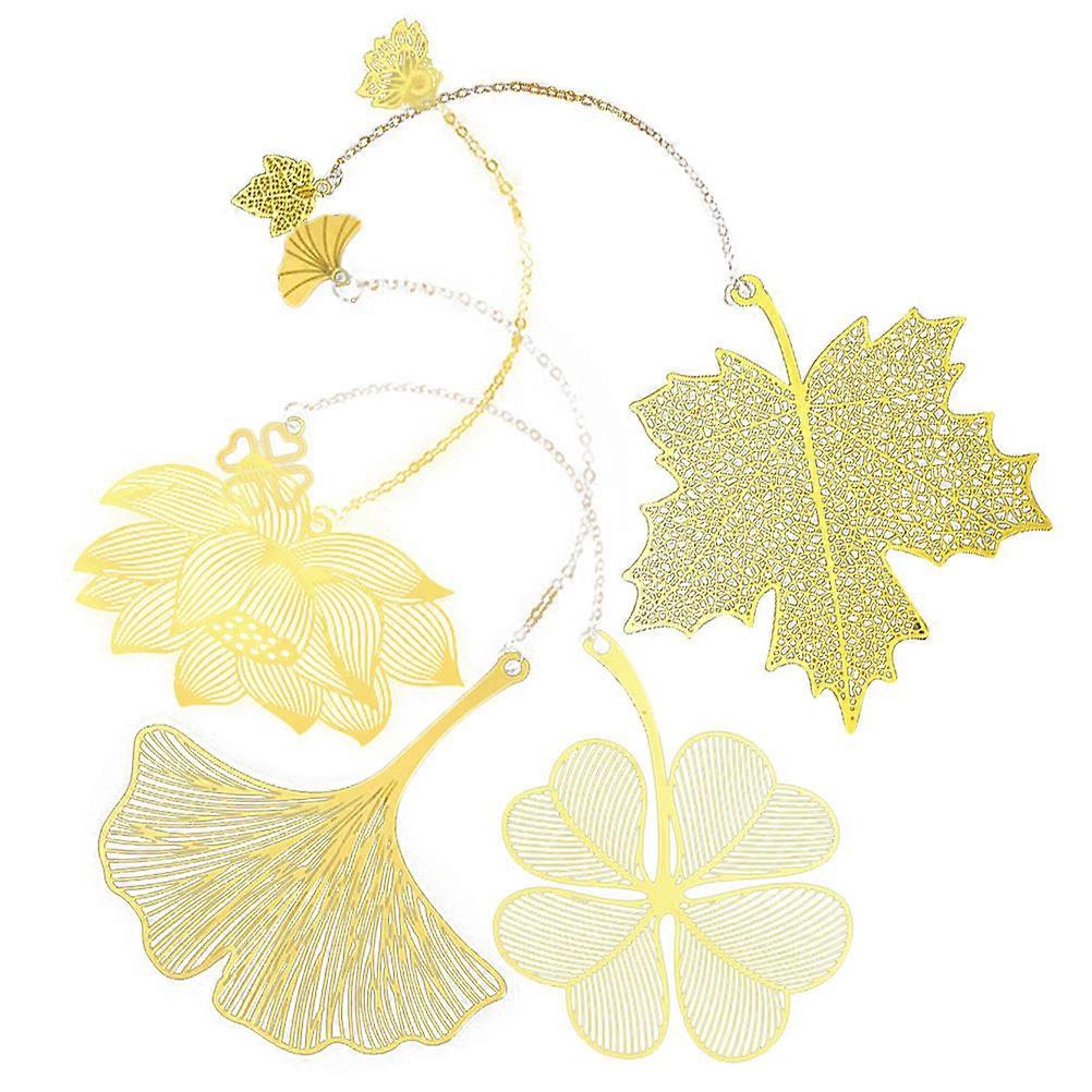Metal Leaf Bookmark Creative Book Adornment School Use 4Pcs