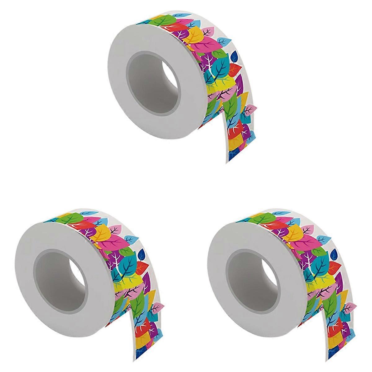 3pcs 65.6 Feet Colorful Leaves Bulletin Board Border Trim Waterproof and Adhesive for Classroom Chal