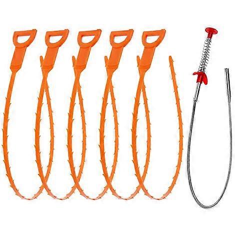 Sink Cleaning Hook, 6 Pieces Hair Drain Tool Spring Pipe Dredging Drain Dredging Tool Drain Snake Hair Clog