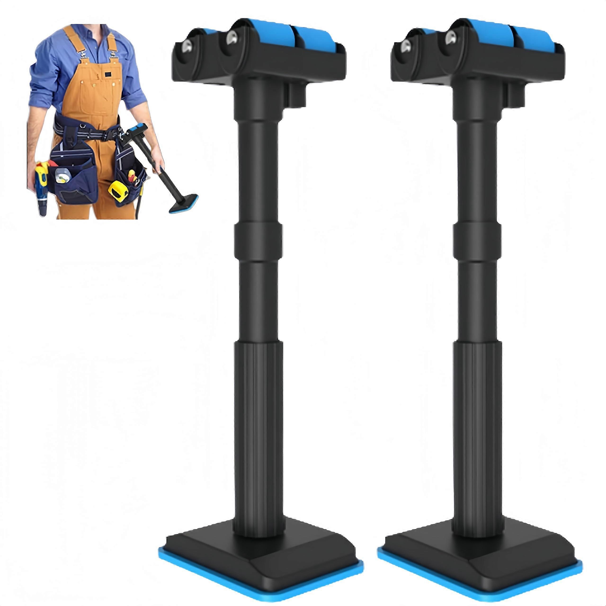 Labor Saving Lifting Brackets, 400 kg Adjustable Support Tool for Cabinet Installation, Telescopic Height 1944 cm with Rollers (Blue x 2)