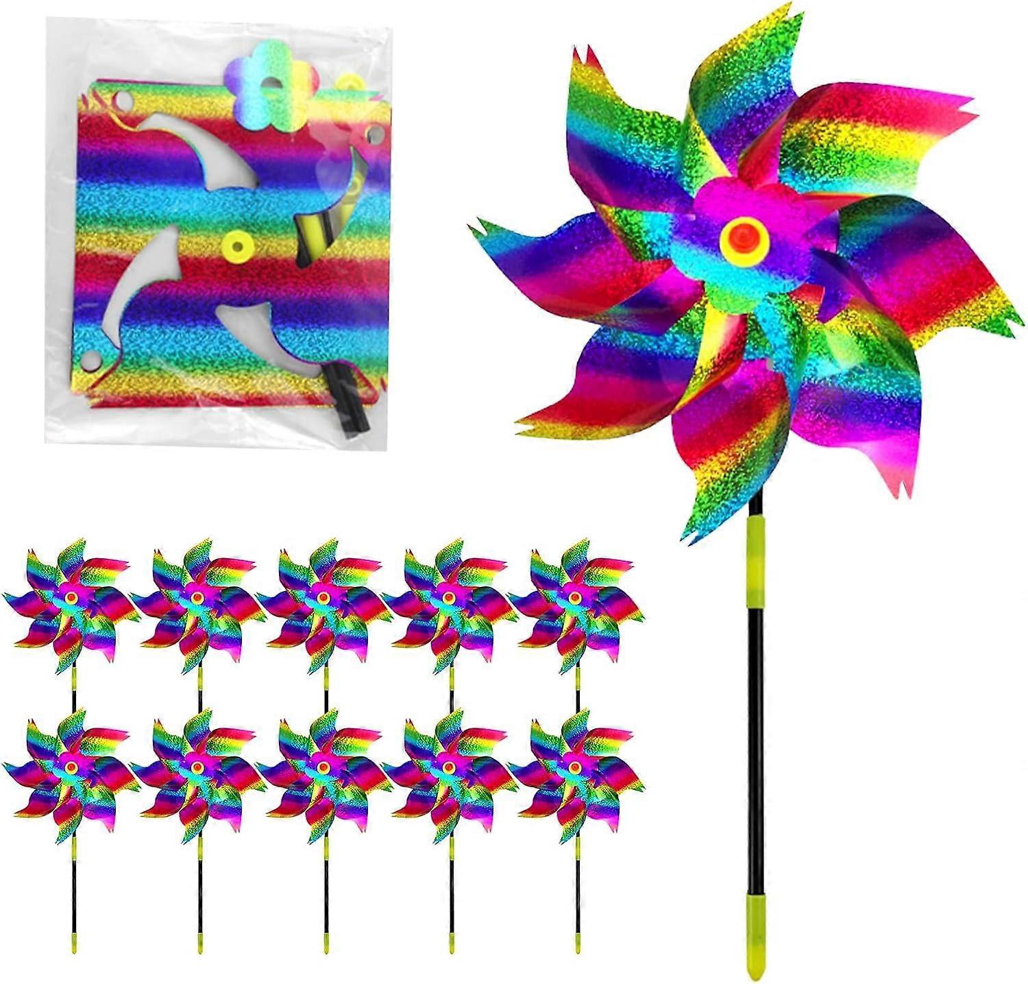 Bird Deterrent Windmill, 10-Piece Pigeon Deterrent for Balcony, Reflective Wind Turbines, Garden Bird Scarer, Model A