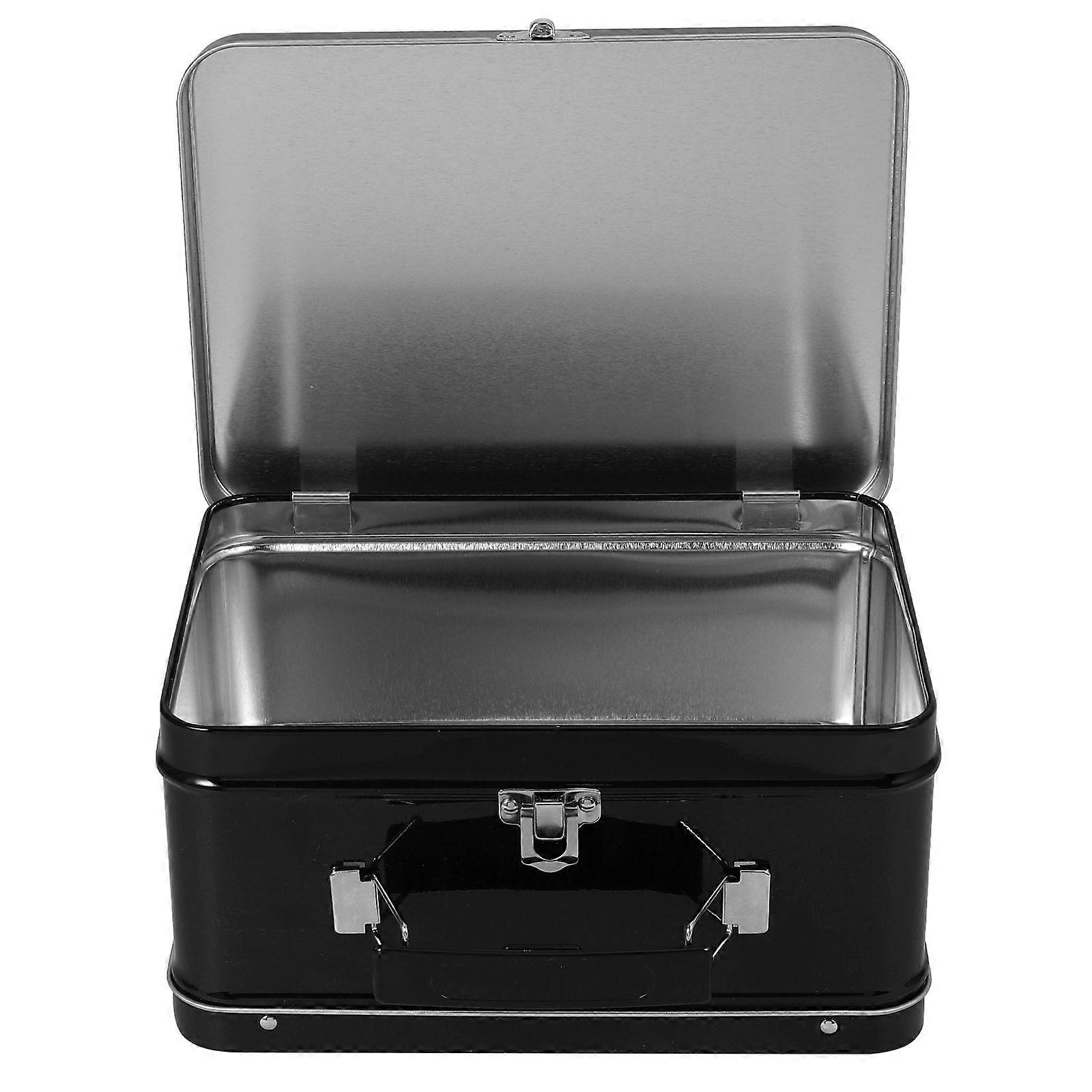 Decorative Trinket Box Tinplate Keepsake Storage Box Tinplate Gift Box with Handle