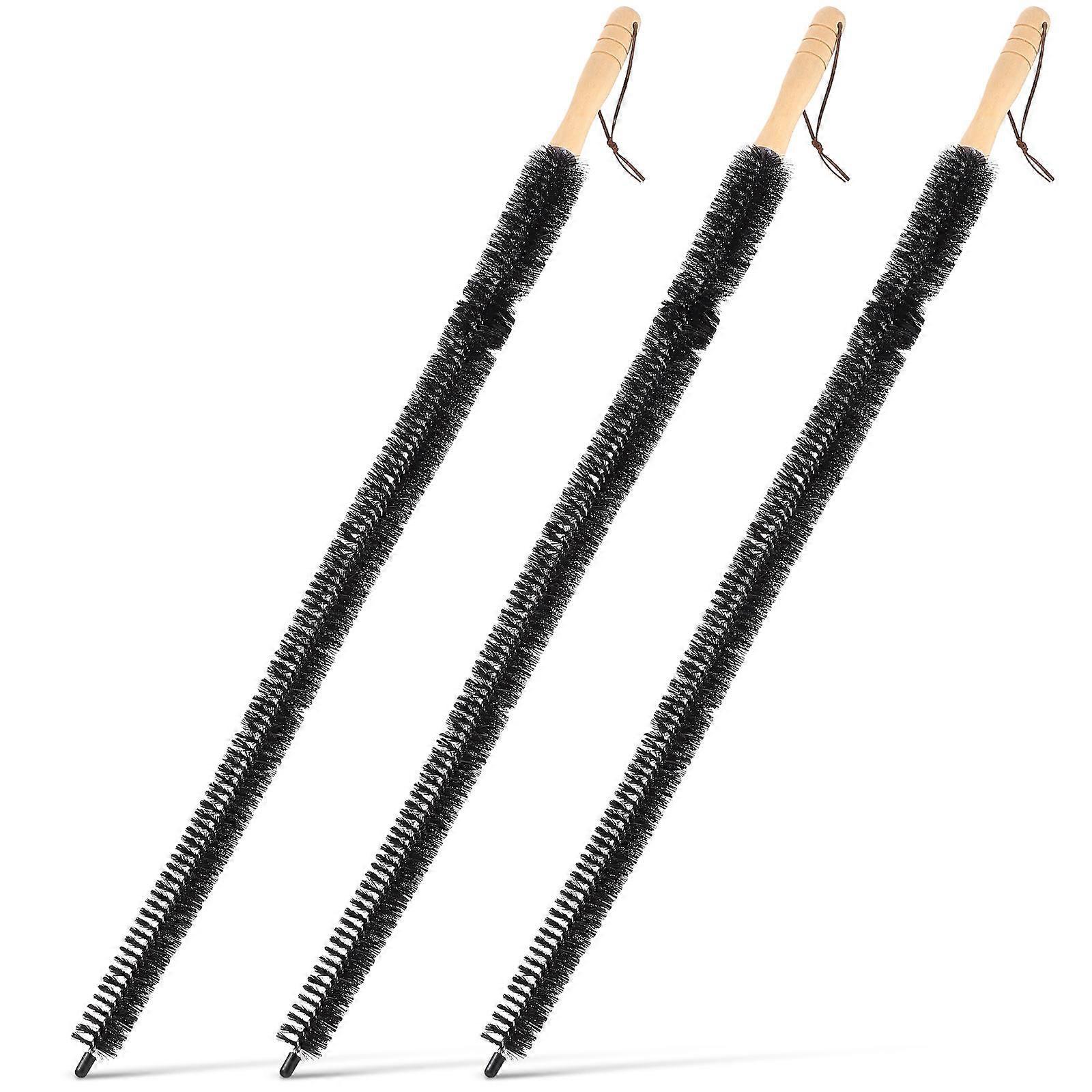 3pcs Long Handle Radiator Cleaner Brushes, Flexible Dense Bristles, Multipurpose for Radiators Dryer Lint Washing Machines Wood Handles