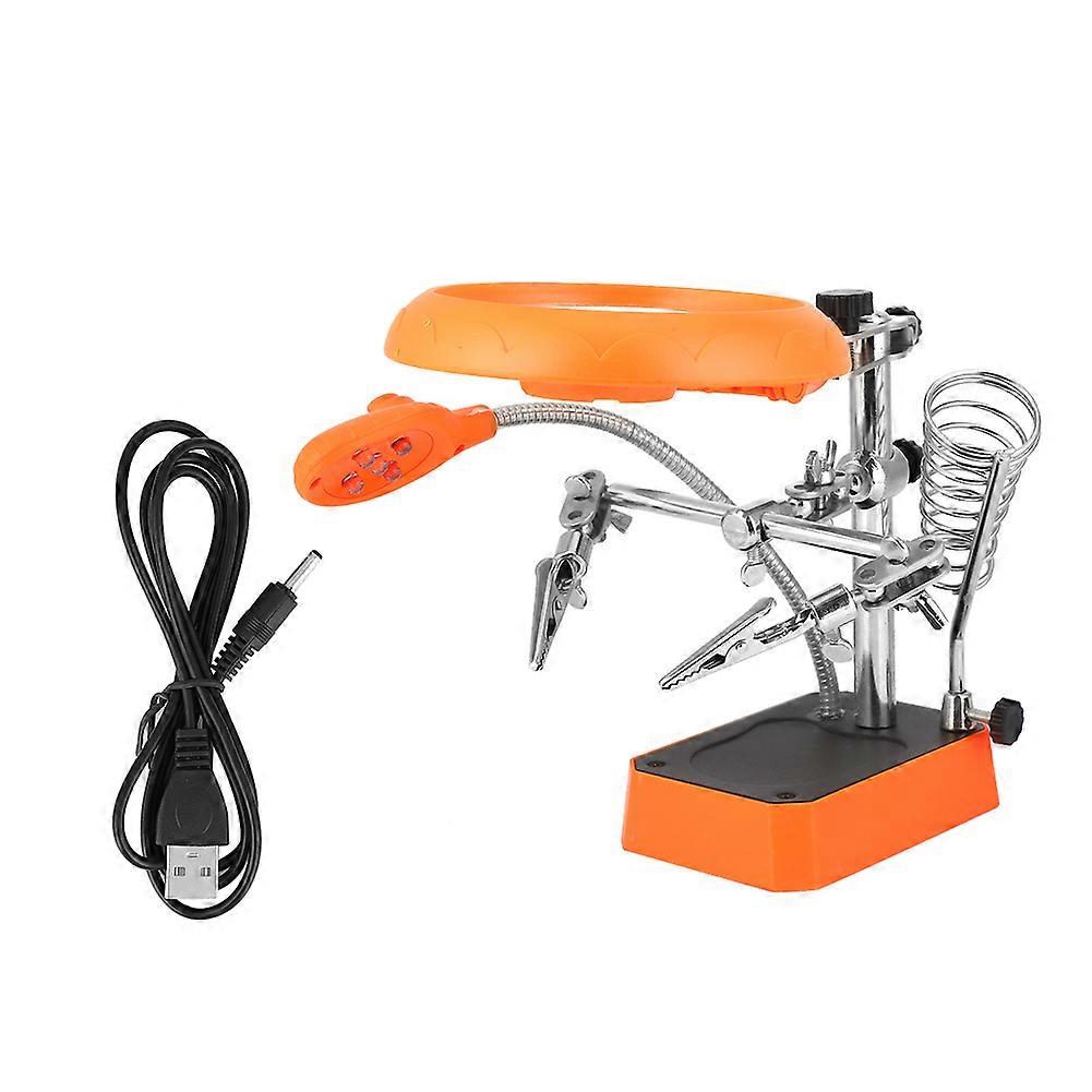 Adjustable Foldable Desktop Magnifying Glass with LED Light: A Repair Auxiliary Clip for Electronics Inspection