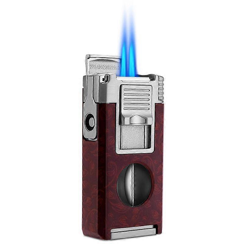 Eggplant Dragon Cigar Lighter Five-In-One Multifunctional Lighter With Cigar Drill Cigar Holder V Cut Cigar Nozzle Cleaner