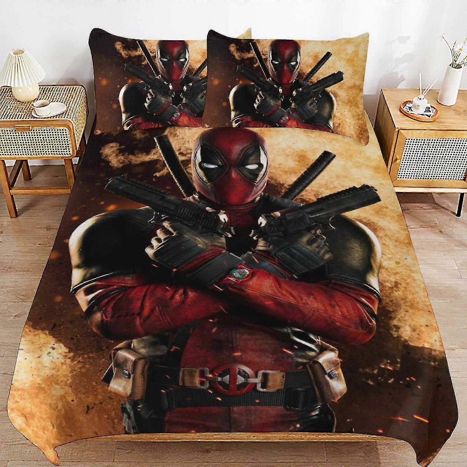 Conjuntos de cama de anime fofos com design impresso em 3D, decoração de quarto leve, 1 capa de edredão e 2 travesseiros para crianças 8670