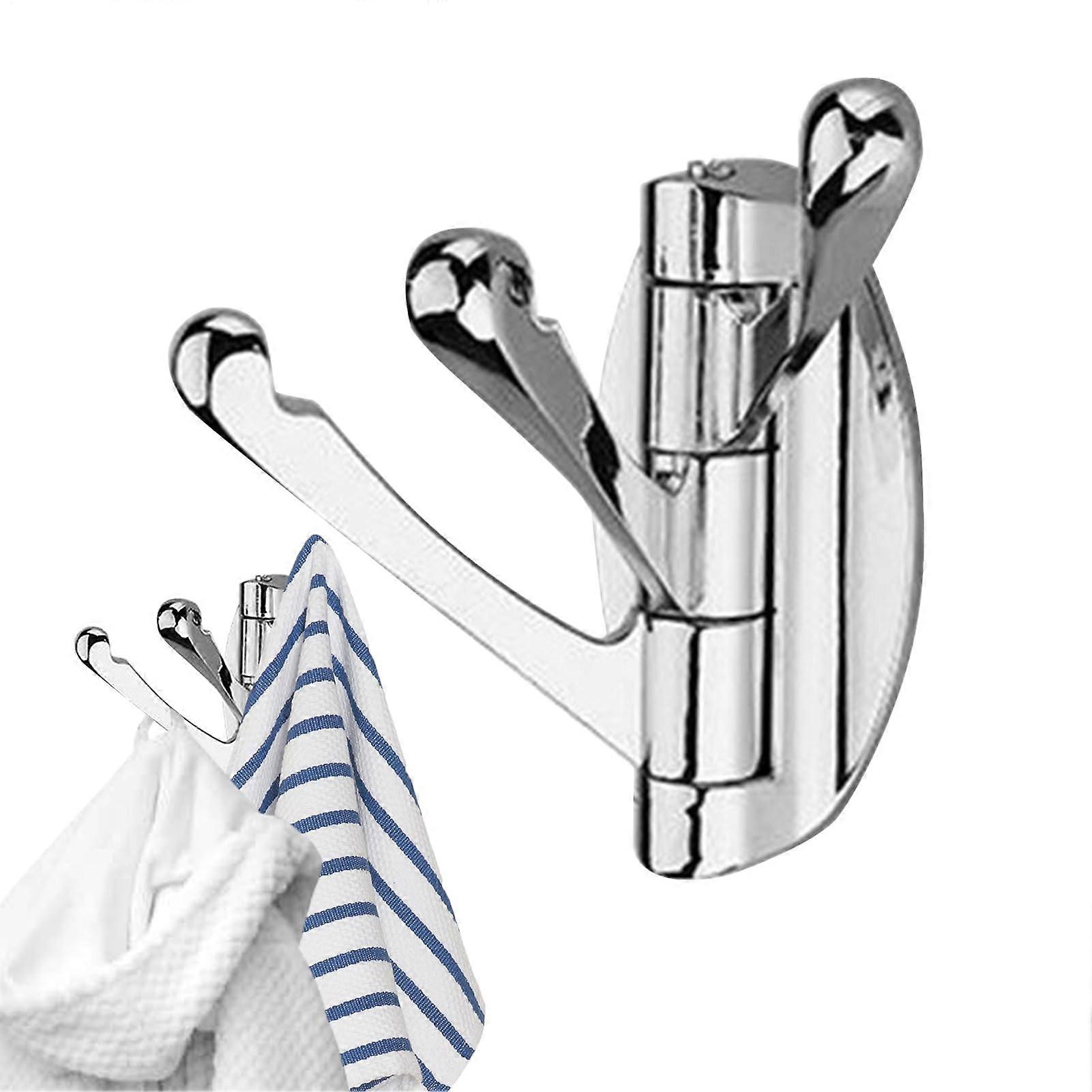 Rotating rail hook towel rack for bathroom performance swivel clothes hanger, silver