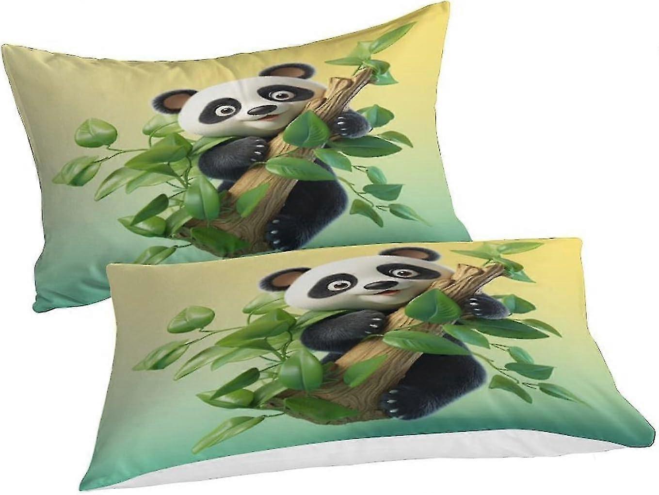 Cartoon Panda Duvet Cover Set 3D Printing 3 Piece Easy Care Bedding Set Soft & Smooth Anti-Allergic