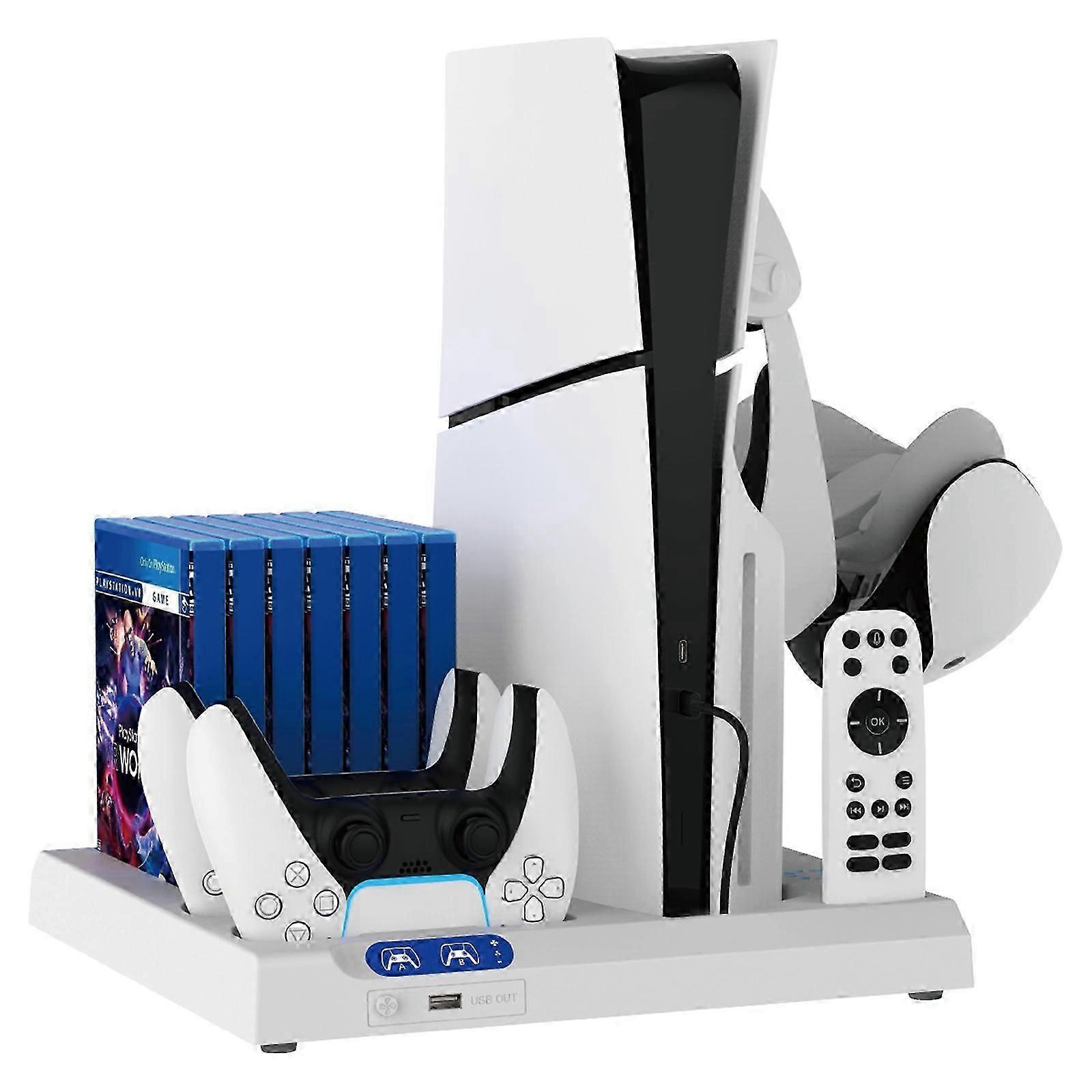 For Ps5slim Host Multifunctional Cooling Fan Base, Cooling Dual Controller