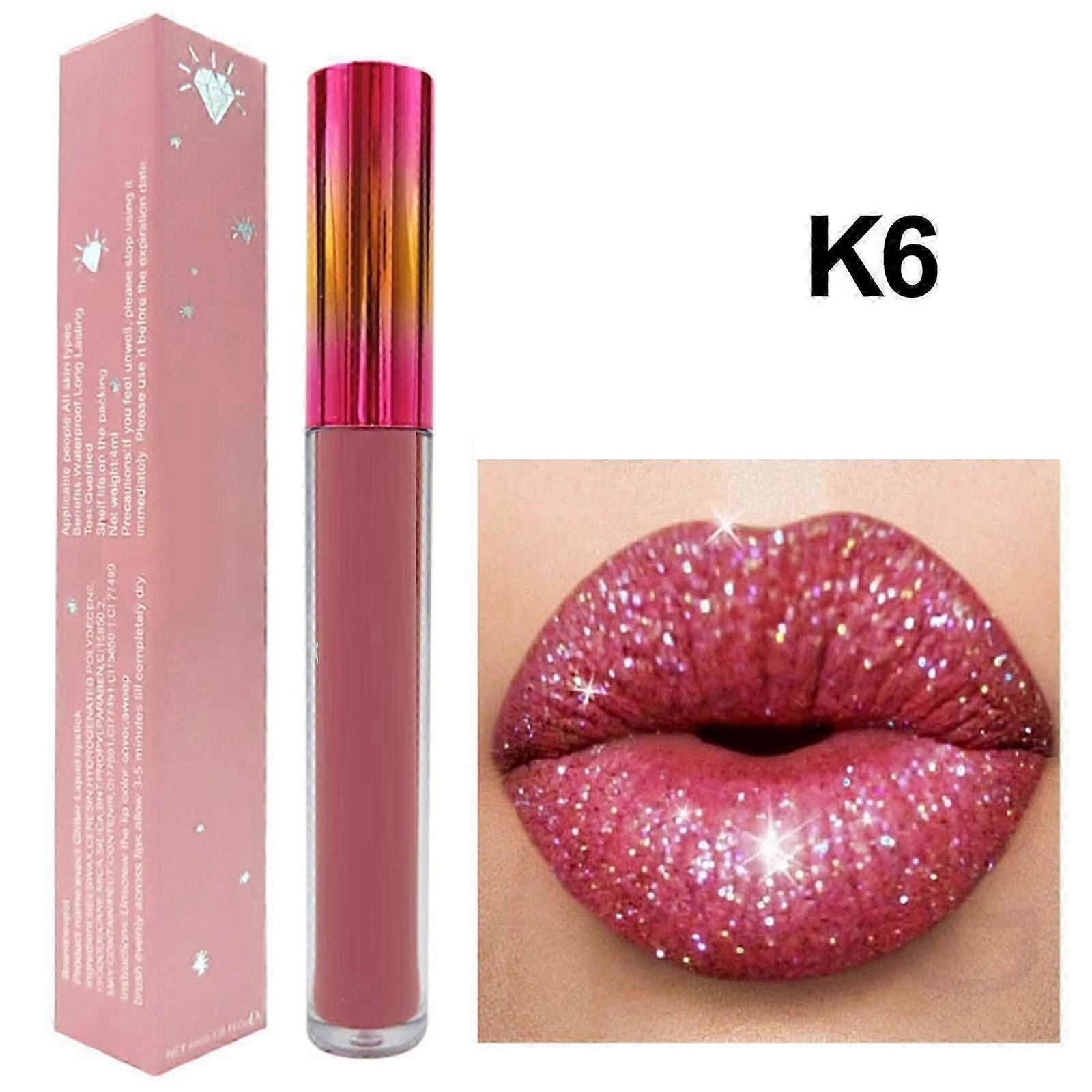 Diamond Lipstick Rouge à lèvres liquide brillant longue durée, rouge à lèvres non collant, imperméable à l’eau Gloss à lèvres pour femmes