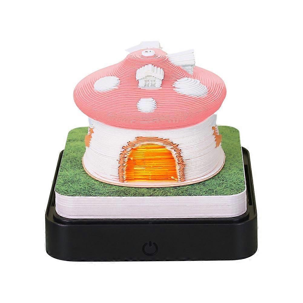 3D Notepad , Calendar, Cute Mushroom House, Ornament, Block, Decoration, Calendar, Office, Desk, Memo, Birthday, B7e3, LED Gift