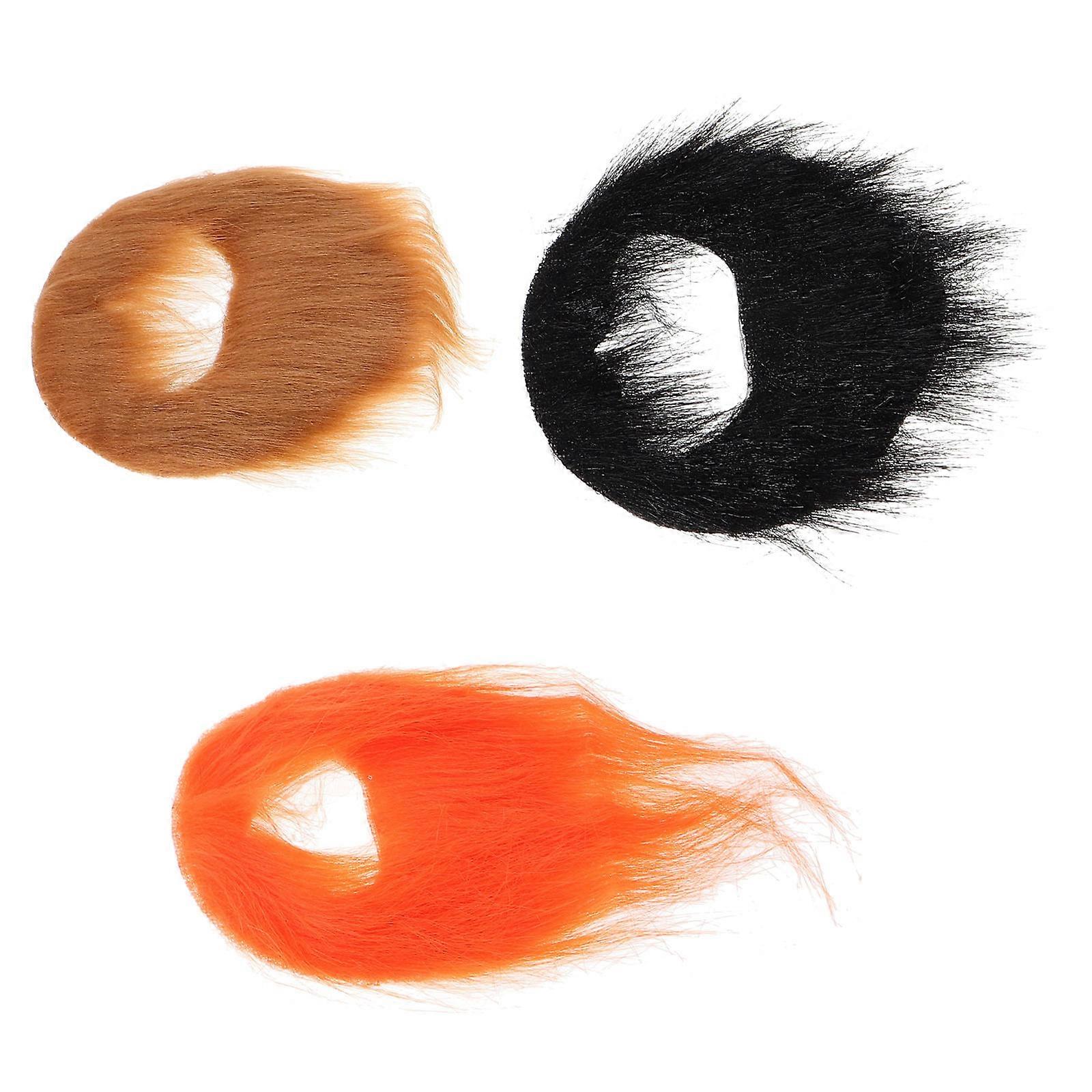 Costume Facial Hair Fake Set Realistic Design Medium Length Beard Polyester Material Masquerade Performance Props 3Pcs