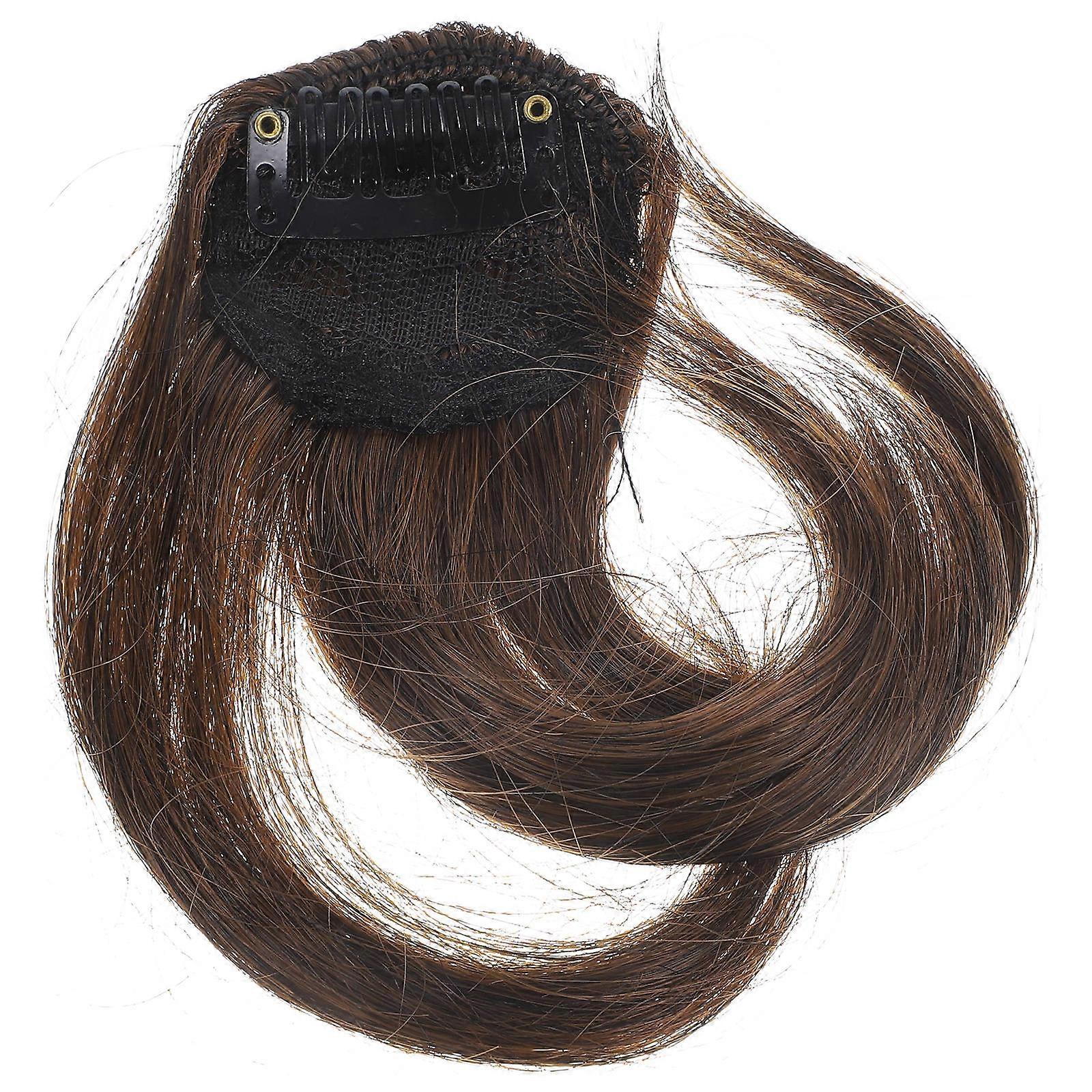 Front Hair Fringe Curly Clip In Hair Extension Light Brown For Halloween Concerts 1Pack