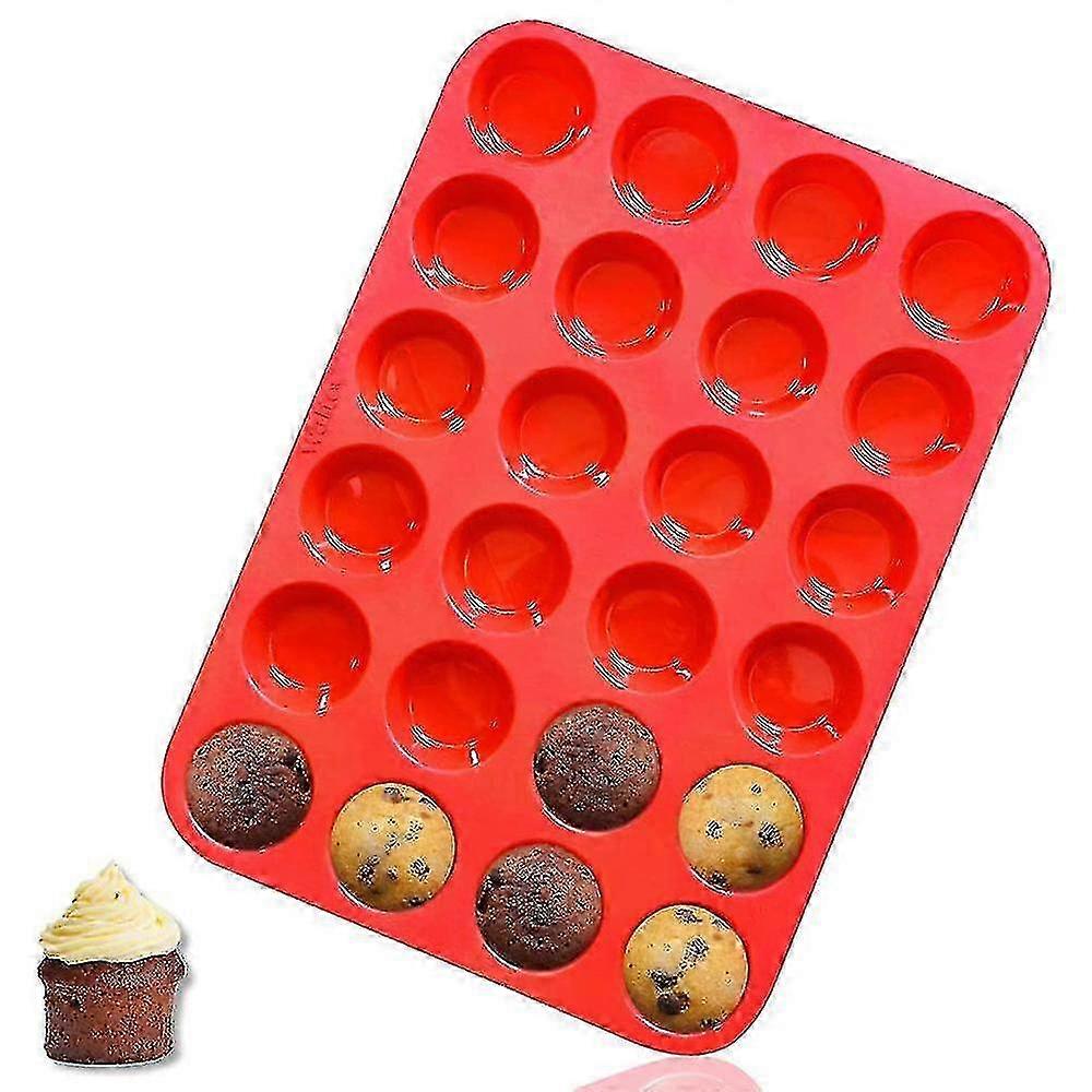 Non Stick Silicone Mini Muffin & Cupcake Baking Pan 24 Cup, BPA Free, 100% Silicone & Dishwasher Safe Bakeware