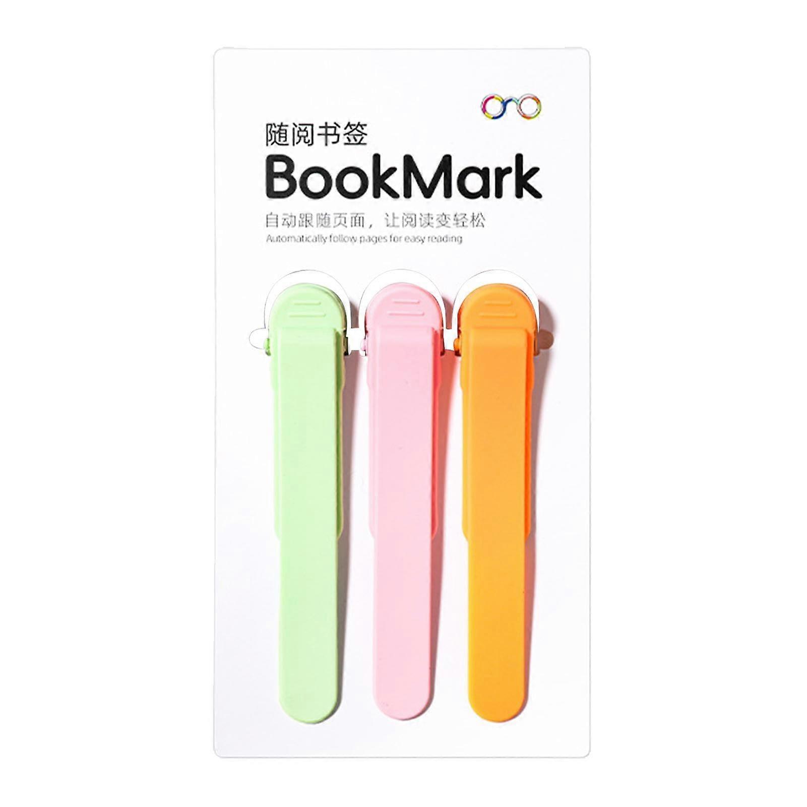 Automatic Silicone Bookmarks for Reading Lovers, Orange Pink Green