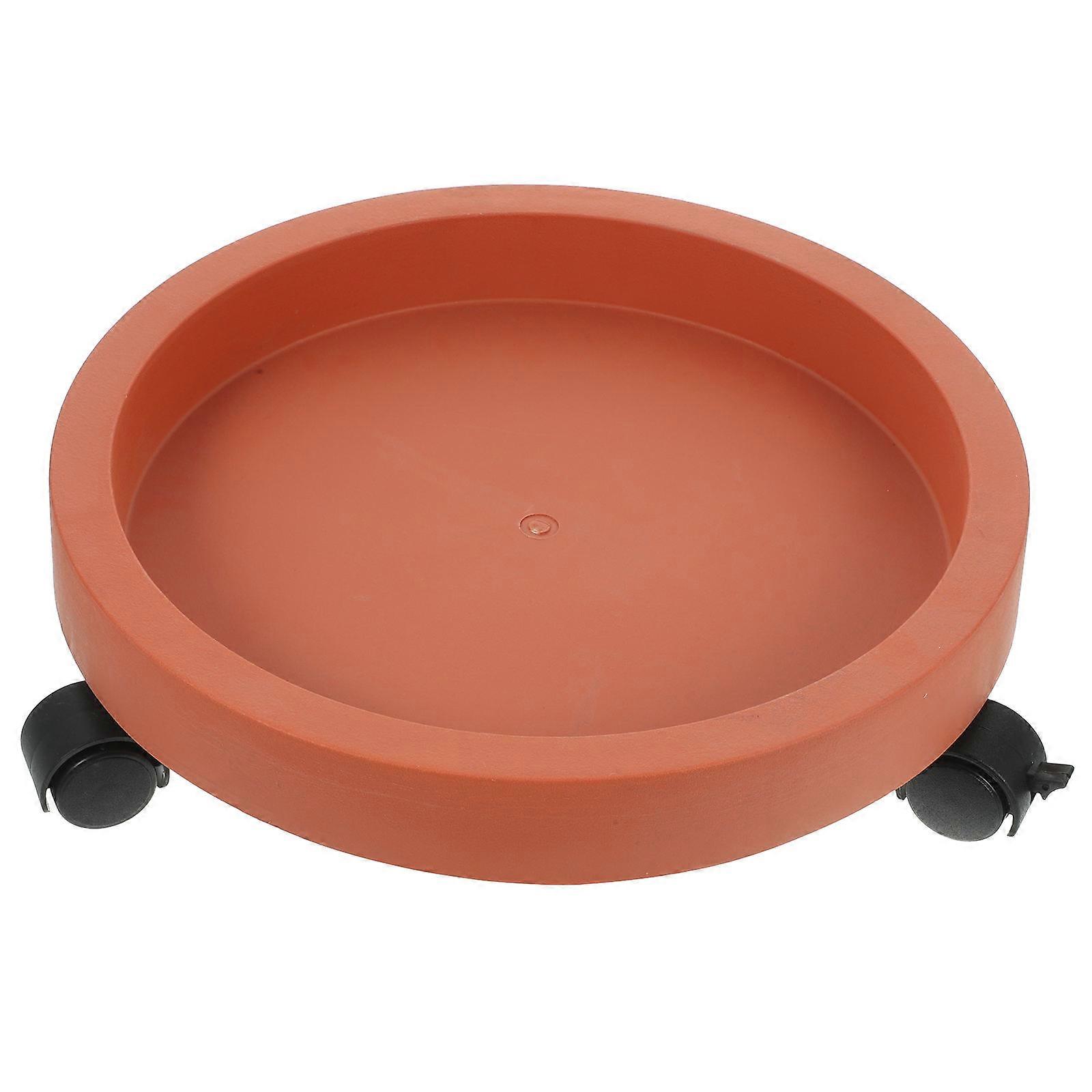 Movable Flower Pot Tray with Wheels for Plants Blue Plastic Round Shape 1Pc