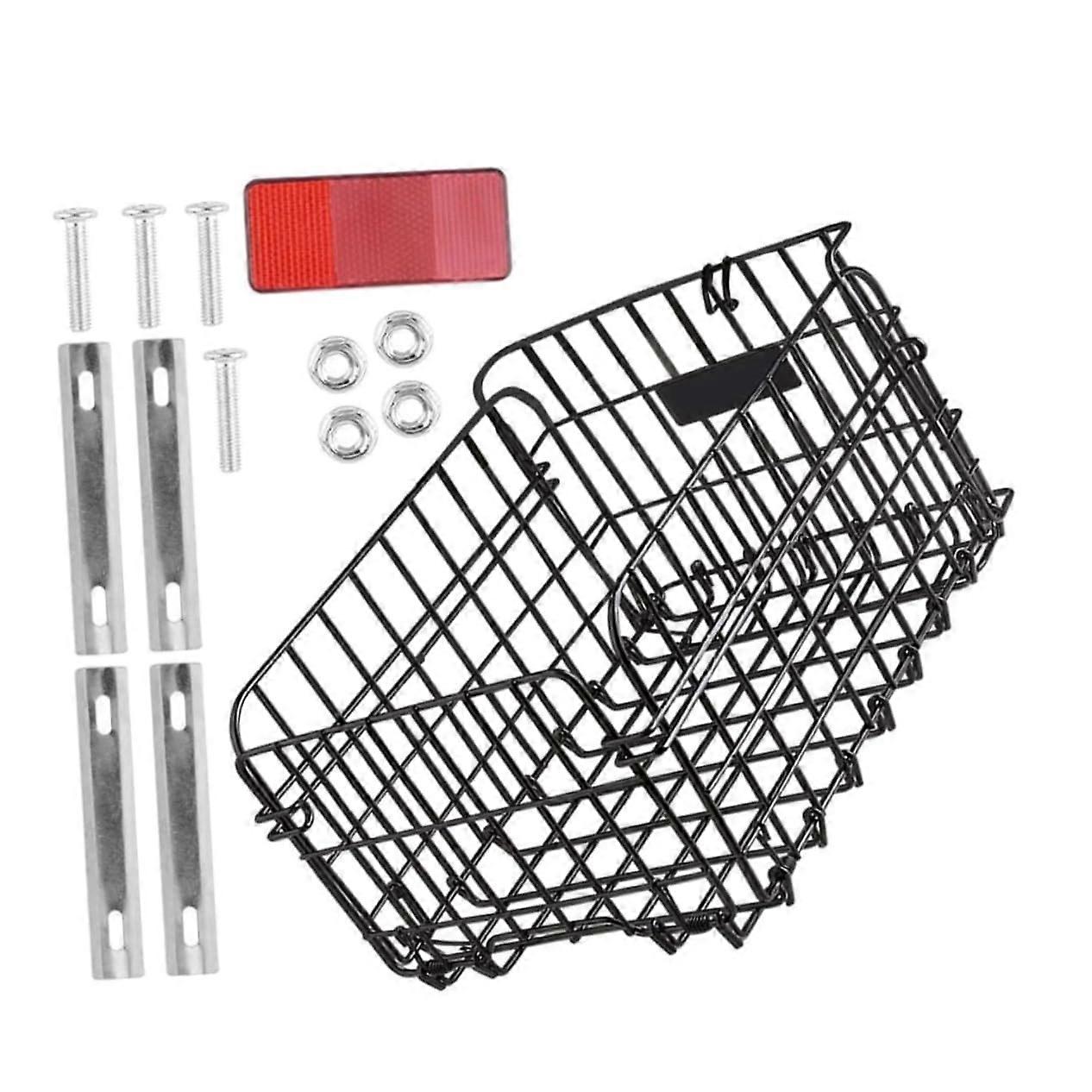 Rear Bicycle Basket, Removable Pannier Rack, Foldable Bicycle Basket Made of Metal Wire and Mounting Frame for Road Bikes