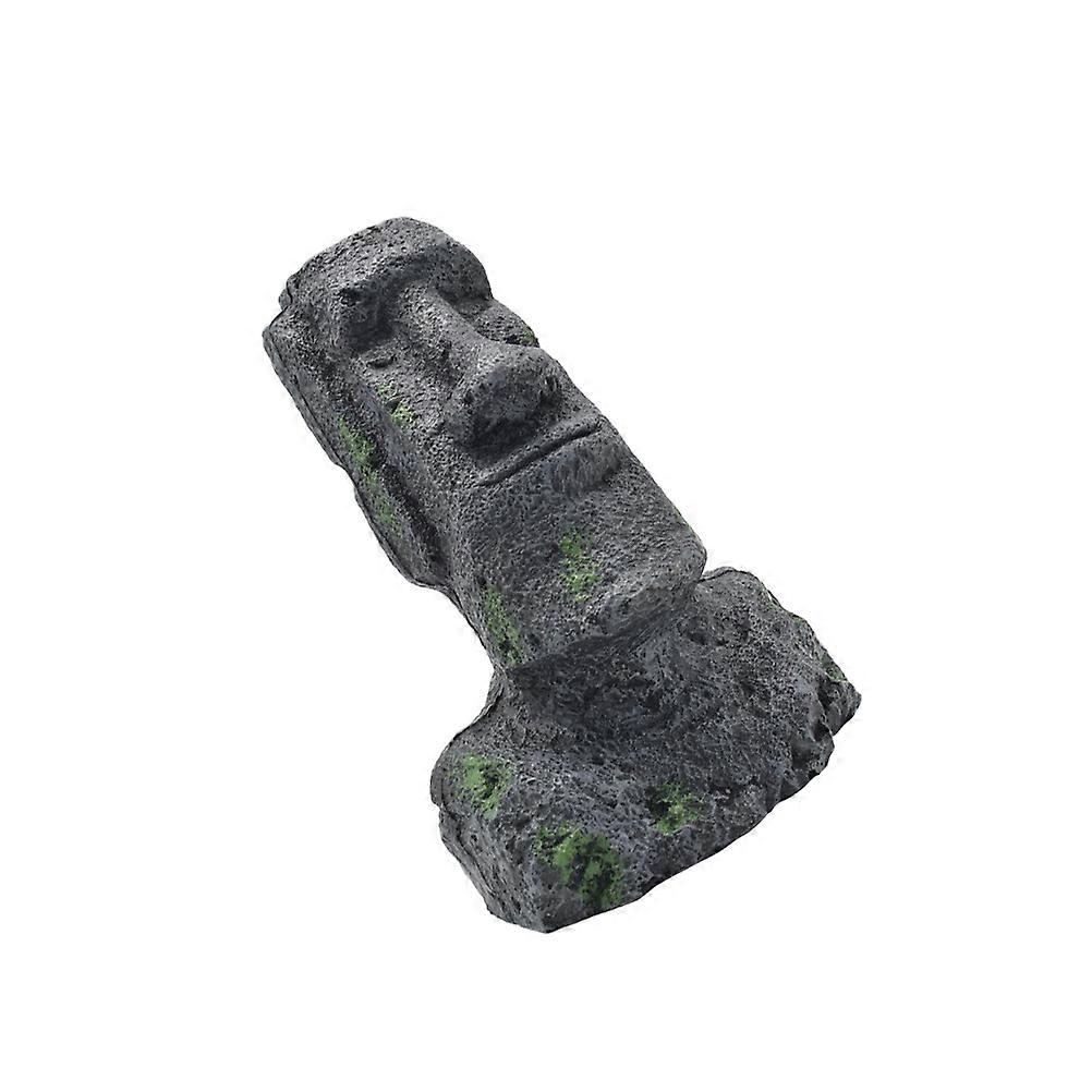 Aquarium Decor Ornaments Resin Figure Ornament Fish Tank Setup Dark Grey Statue Shape Safe for Aquatic Fish 23.5X14X14cm 1Pcs