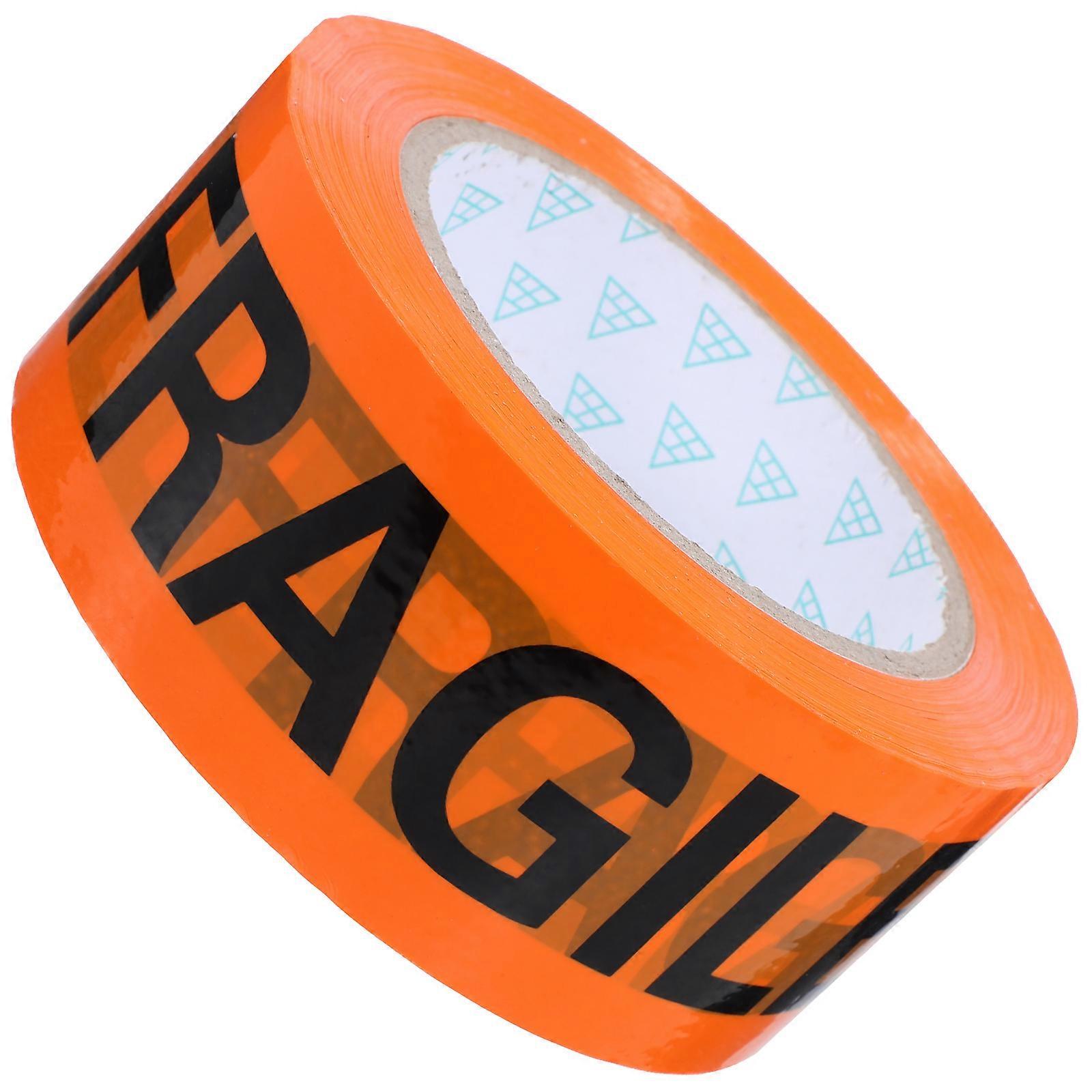 Heavy Duty Fragile Tape Sealing Warning for Cargo Transportation 100m x 4.8cm x 0.01cm Orange Background with Black Text 1 Roll