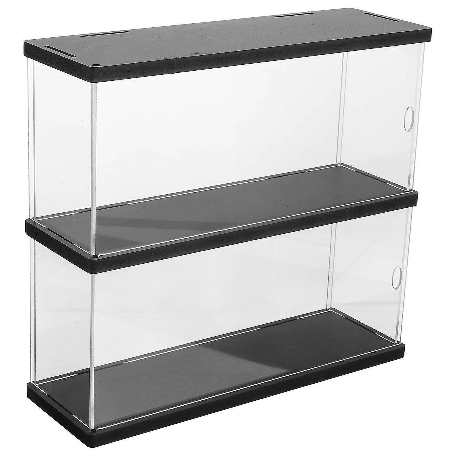 Black Acrylic Action Figure Display Case DoubleLayer Large Capacity for Organized Storage 11.8 x 11.8 x 15.7 Inches