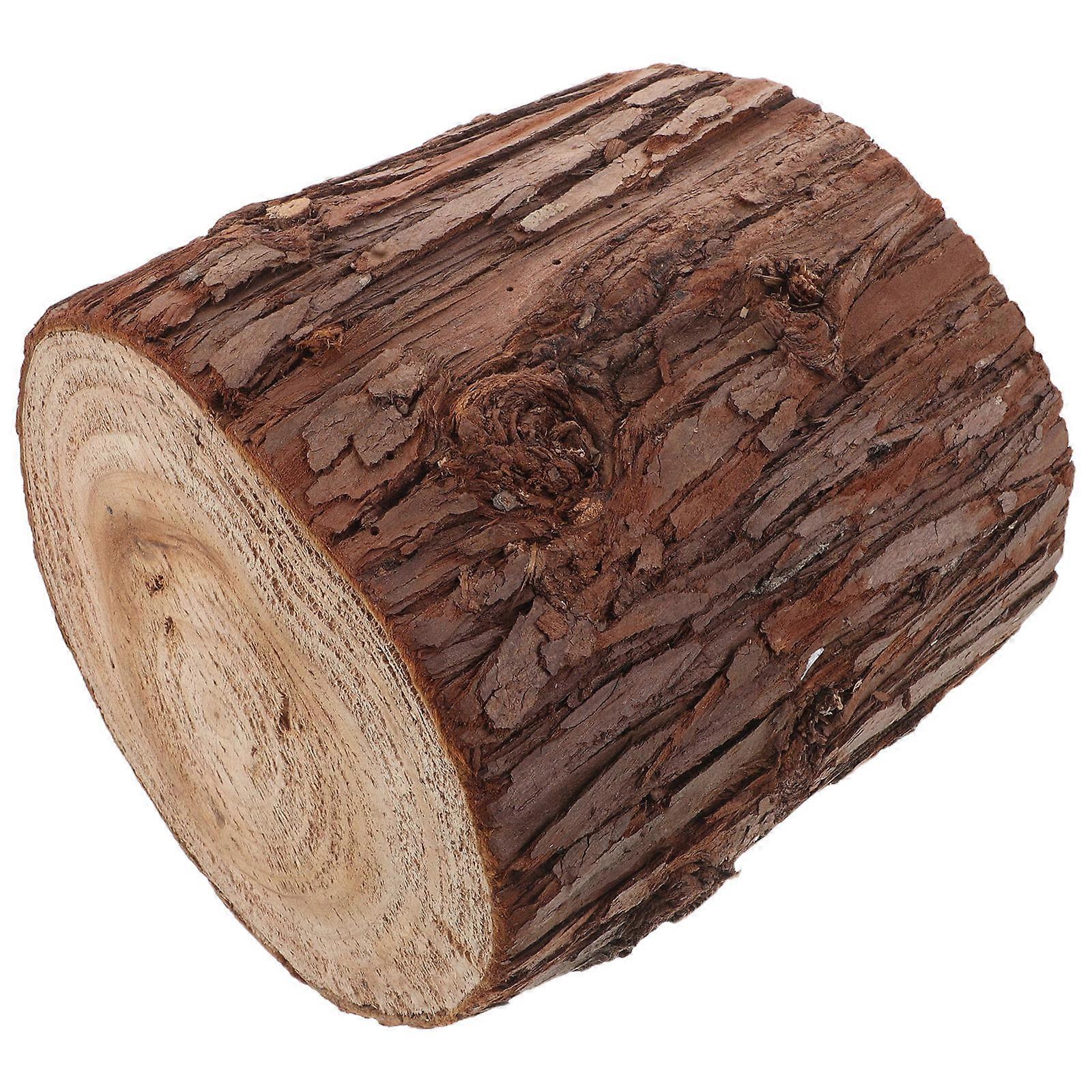 Natural Wood Stump Table Rustic Wooden Vase Holder and Art Display Stand for Home Decor and Photography Props
