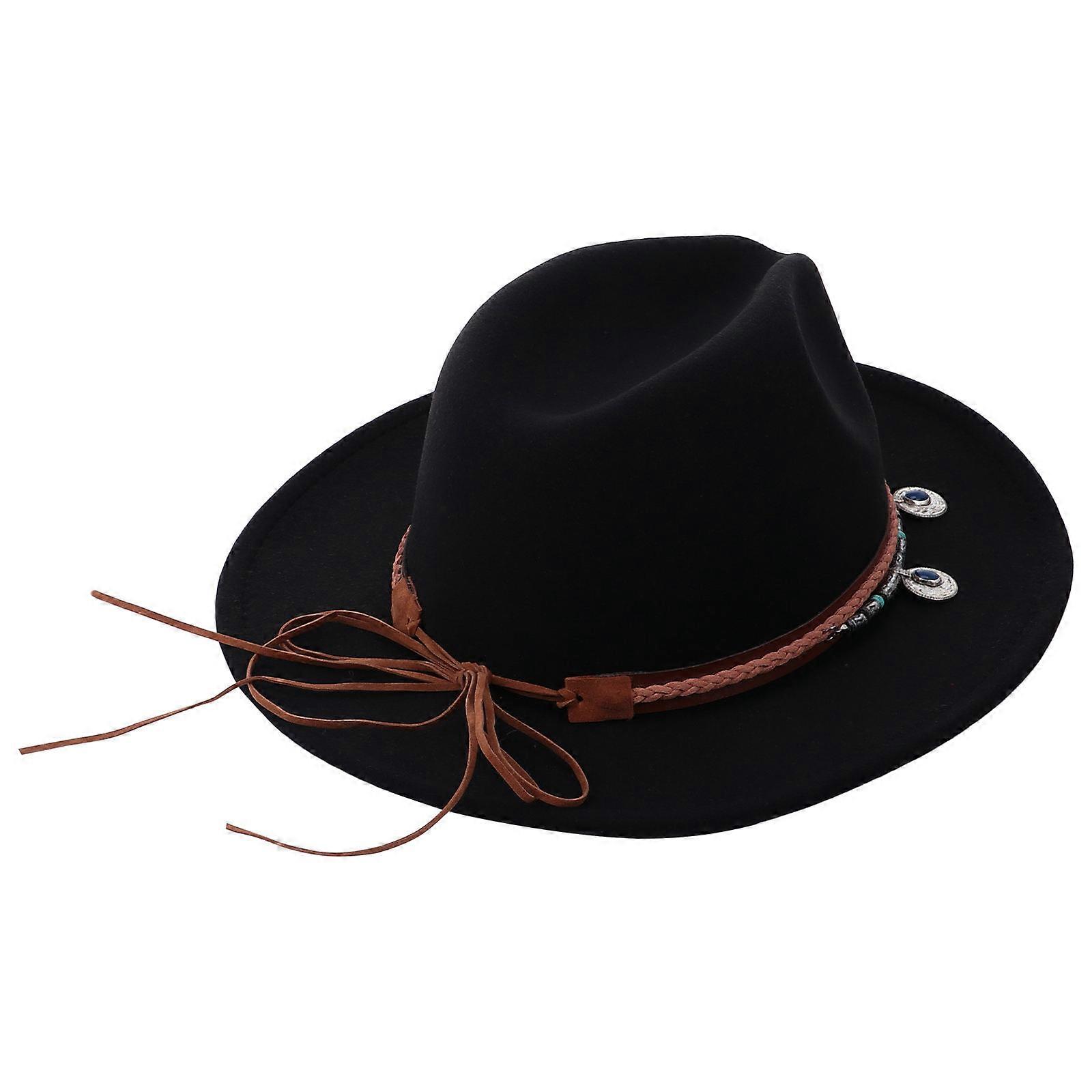 Retro Women Jazz Hat in Black Felt Material with Comfortable Design and Breathable Feature 1pc