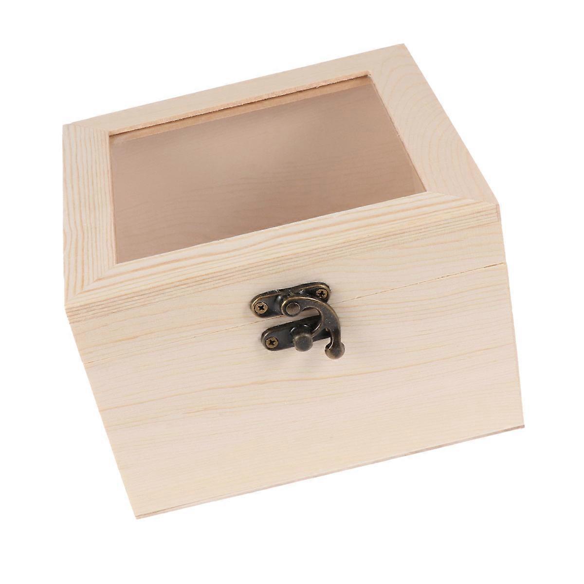 هدية زهرة الأبدية صندوق خشبي عالي الجودة DIY 1 مجموعة صندوق هدايا خشبي مستطيل شفاف أصفر فاتح 15 × 15 × 10 سم