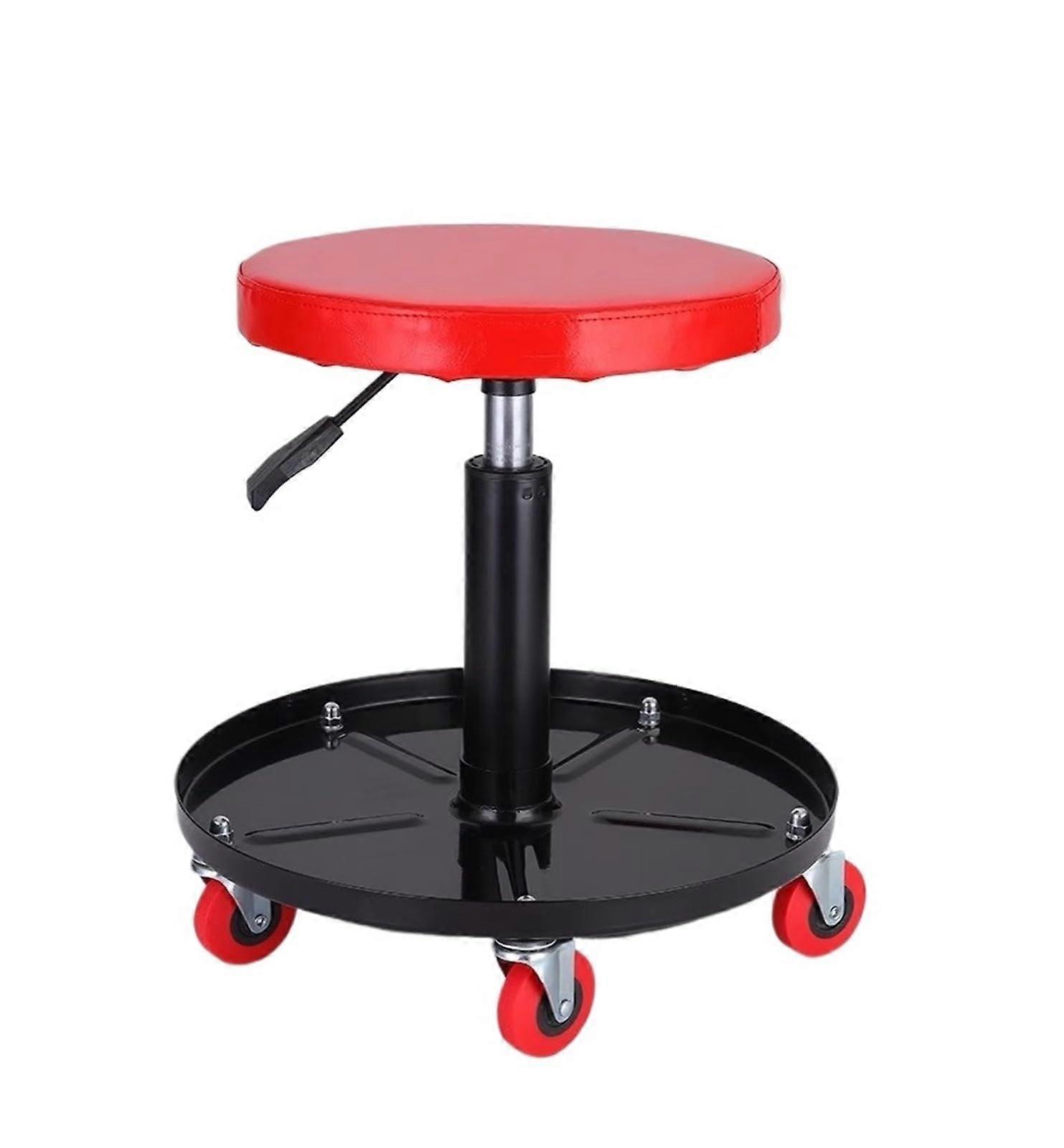 Car Stool, Adjustable Lifting Workshop Stool, Mechanical Seat, Car Rolling Seat, Rotating Workbench for Garage, Car Red
