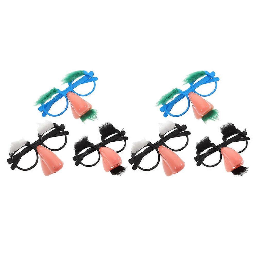 Funny Beard Glasses Costume Accessory For Halloween Birthday Holiday Cosplay Assorted Color Quick Transformation 6Pcs