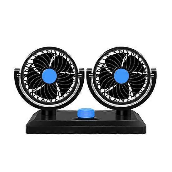 Car Fan 12V Dual Head 360 Degree Rotatable Electric Fan Dashboard Cooling Air Circulation Fan for Sedan SUV RV Low Noise 2 Speed Auto Fan