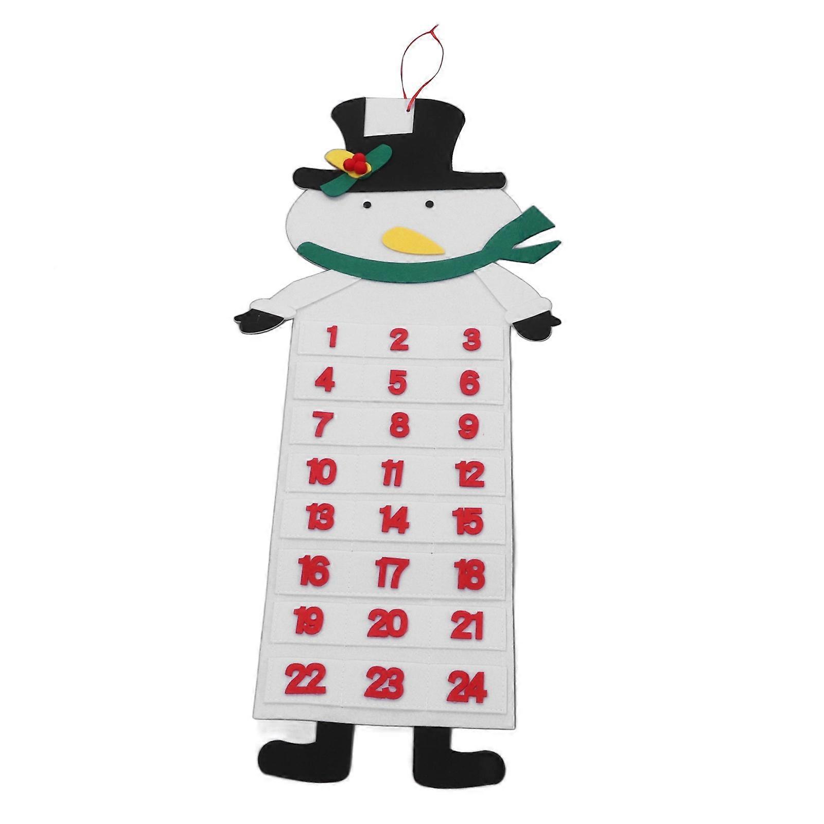 Felt Christmas Advent Calendar 24 Days Pockets Washable Wall Hanging Countdown Calendar Decoration Snowman