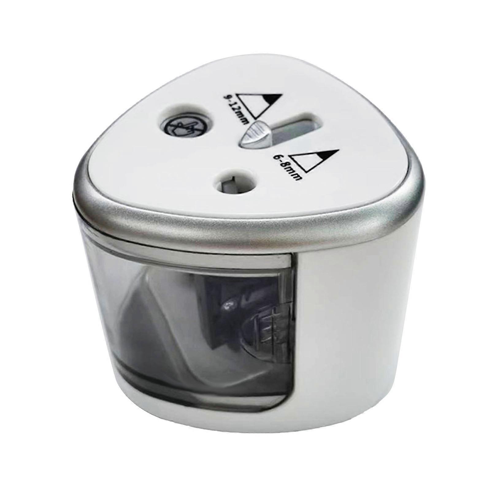 Electric Pencil Sharpener Double Holes Automatic Pencil Sharpener for Students Classroom School Silver