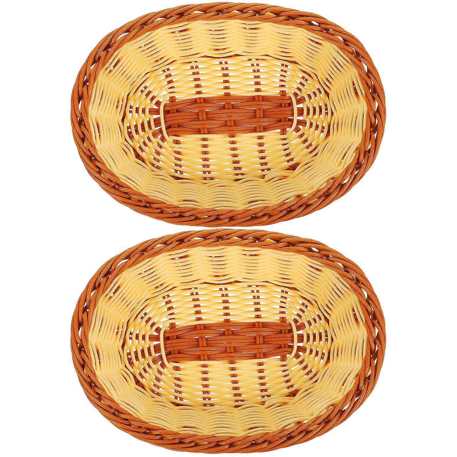 Woven Bread Basket 2Pcs Multi PP Dry Fruit Basket for Storage Use