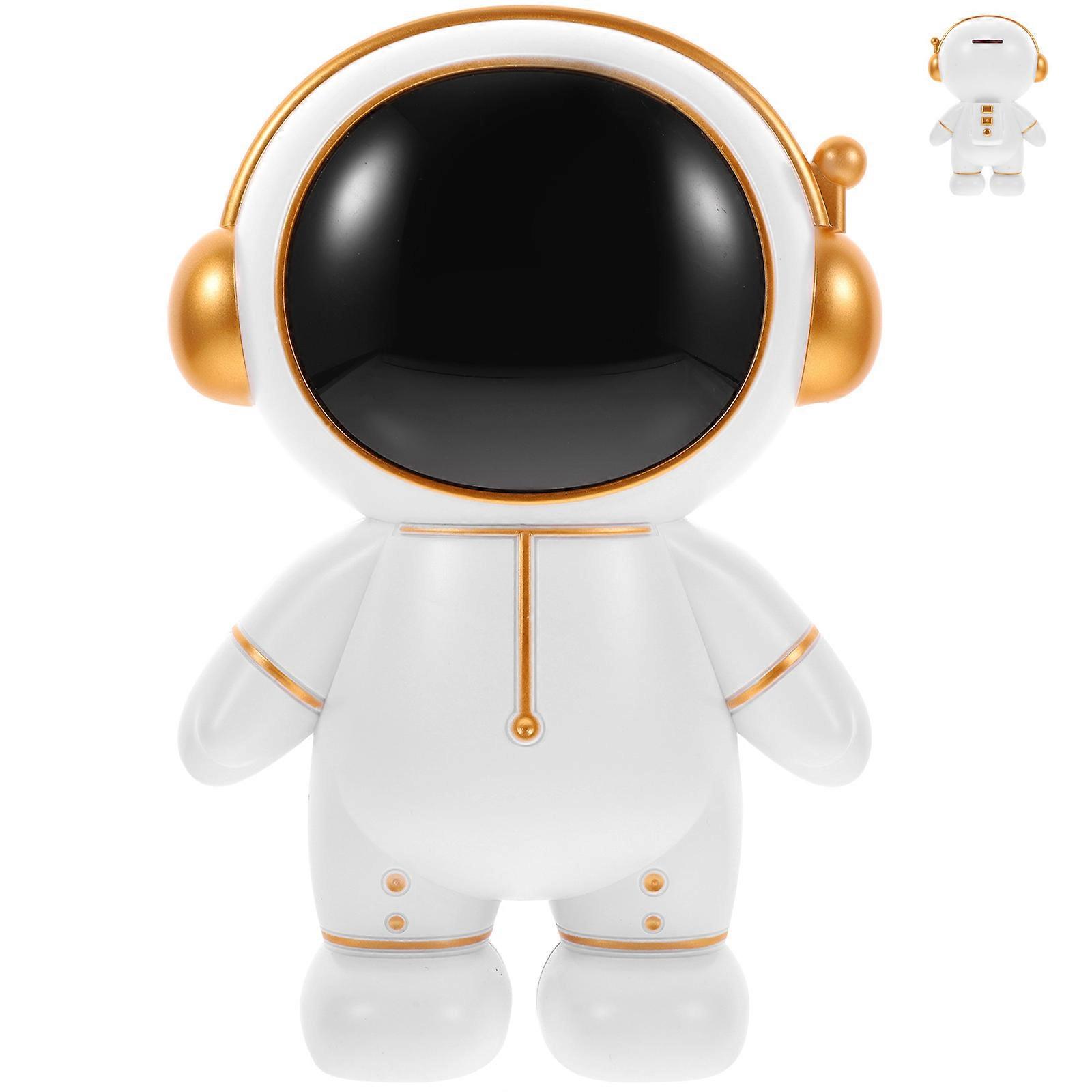 Astronaut Piggy Bank for Storage Golden Vinyl Multi-Functional Coin Box