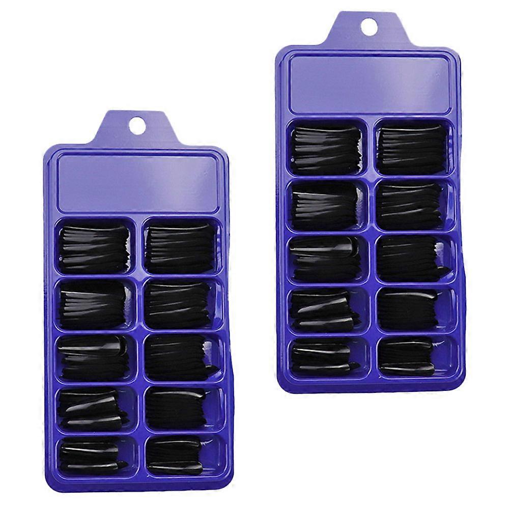 Black Press On Nails for DIY Use Plastic Long Nail Tips Perfect for Parties and Special Occasions 200pcs