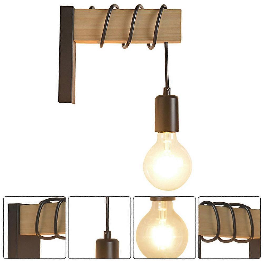 Industrial Wall Lamp with Iron and Solid Wood Material for Home Decor Use Light Brown