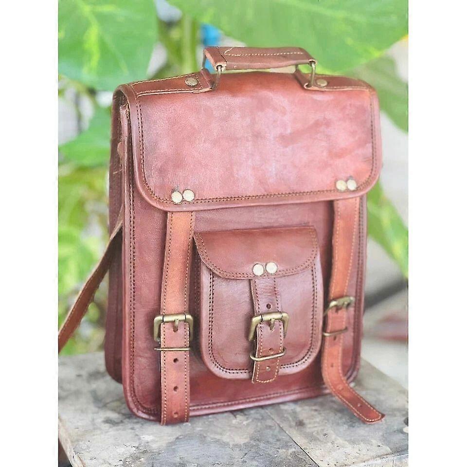 Get Läder Messenger Portfölj Laptop Herr Handväska Axel S Väska Brun Ny