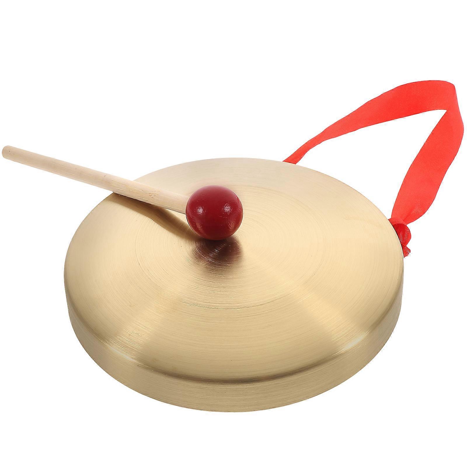 Chinese Gong Hand Gong with Hammer for Performance Brass Plastic Golden Durable Percussion Instrument