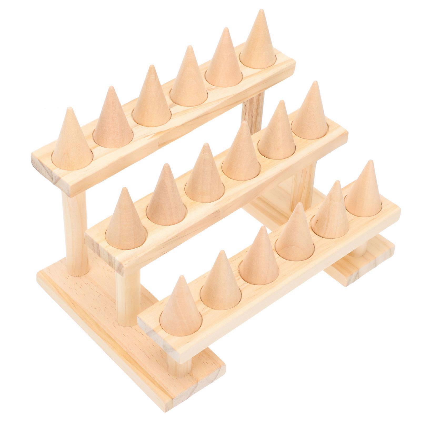 Wooden Rings Rack for Storage Made of Synthetic Material Assorted Color Multilayer Design